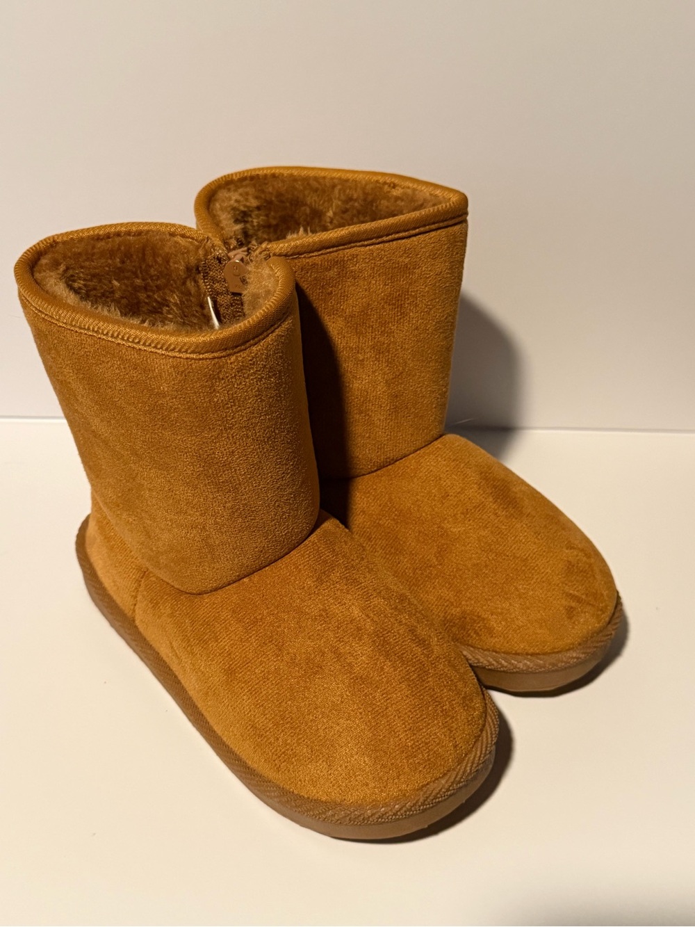 Toddler Chestnut Tan Suede Fur-Lined Winter Boots